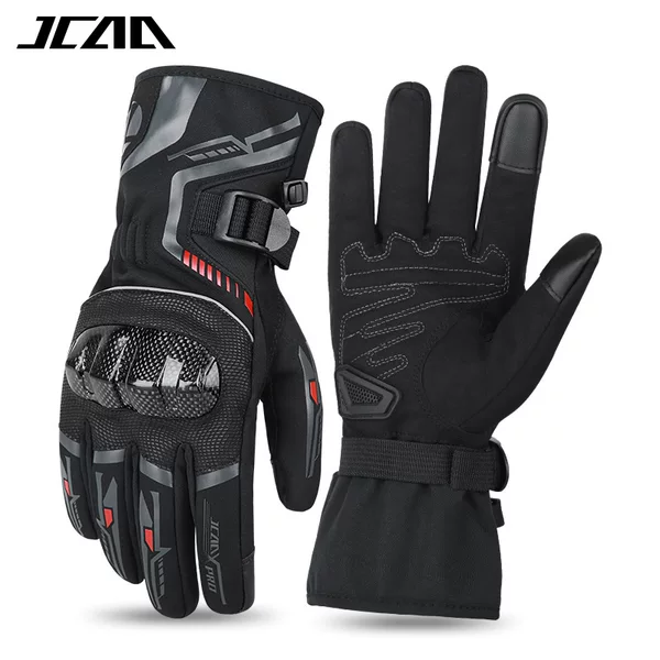 Jcaa Motorcycle Winter Cycling Gloves for Men and Women, Waterproof, Windproof, Velvet, Warm and Cold-Proof Carbon Fiber Motorcycle Equipment
