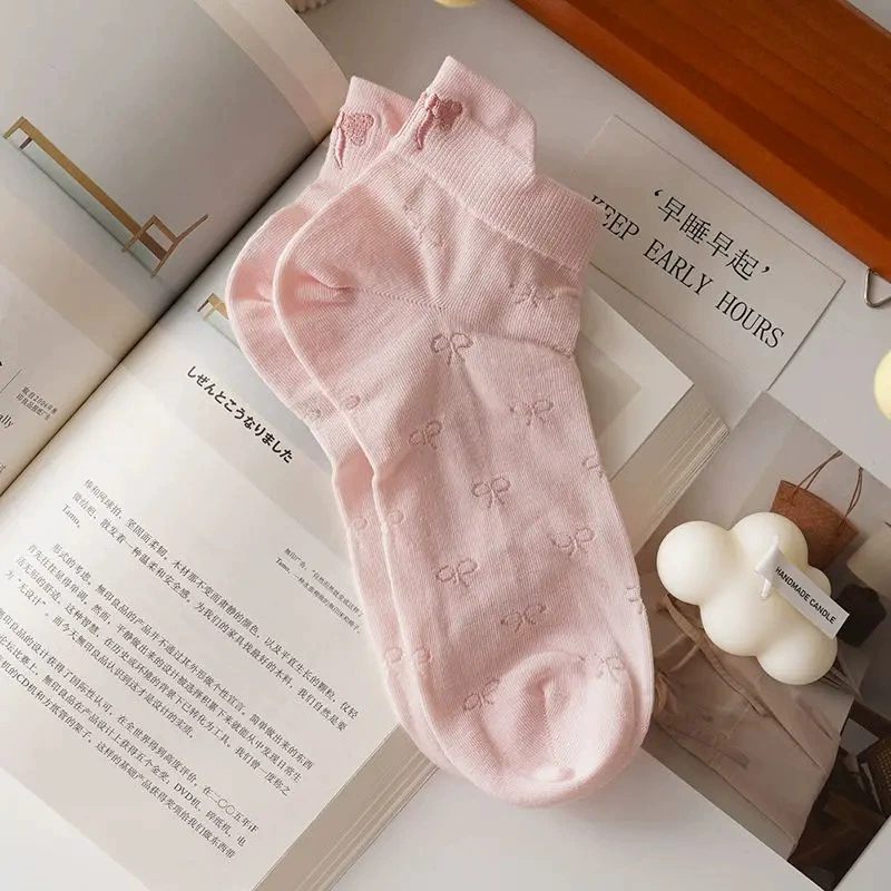 Tide, summer thin breathable socks with bow