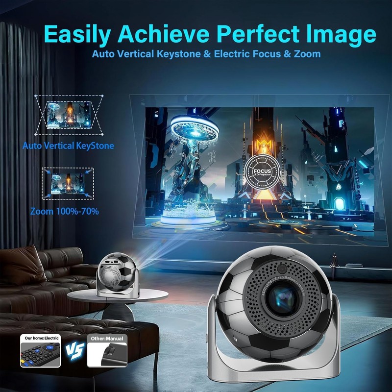 2025新款JY360足球投影仪带WIFI蓝牙自动对焦便携式4K世界杯高清|undefined