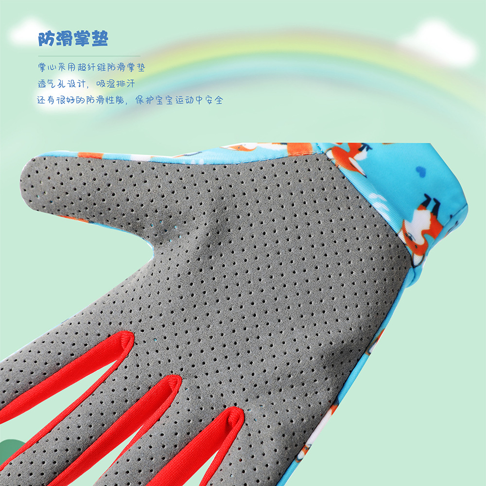 Guantes de equitación para niños dedo largo Delgado verano protección solar niños dibujos animados patinaje sobre ruedas coche deportivo niños y niñas guantes