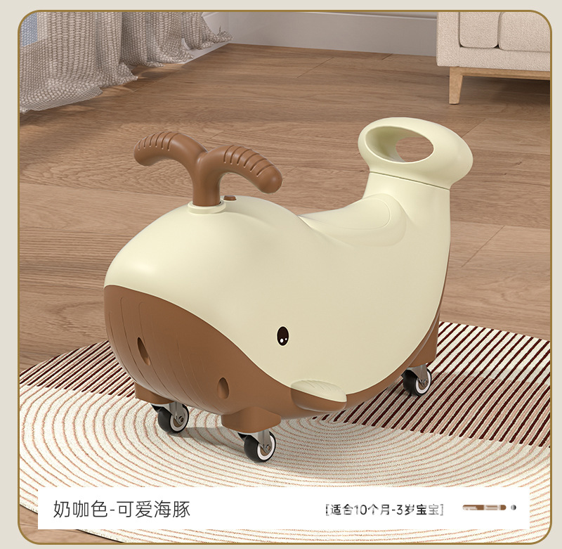 Patineta infantil delfín torsión carro carro de maní silencioso universal rueda anti-rollover regalo de aniversario de 1 - 3 años de bebé
