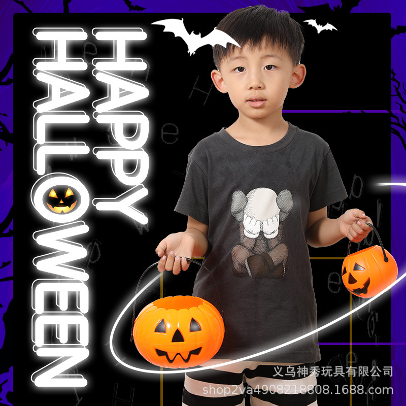 Halloween bar centro comercial accesorios de decoración calabaza luz cubo kindergarten escena diseño portátil caramelo tarro