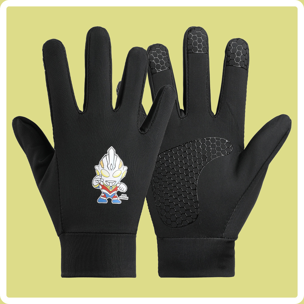 Guantes finos para niños, de secado rápido, transpirable, antideslizante, alta elasticidad, primavera, otoño, verano, ciclismo, montañismo, protección solar, guantes de seda de hielo de cinco dedos