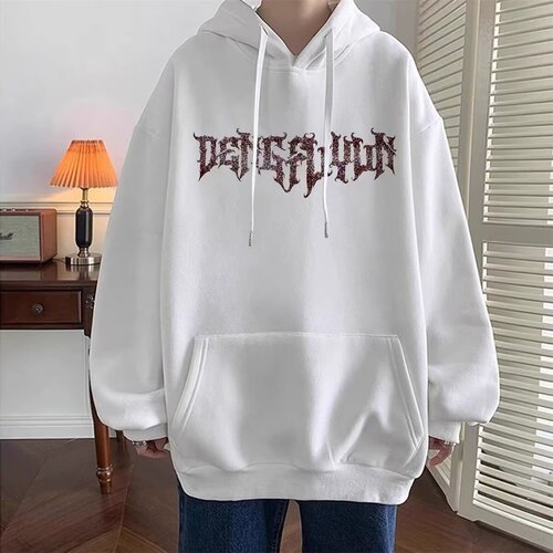 Men's Spring/Autumn Hooded Sweatshirt with Crew Neck, American Streetwear Trend Brand, Towel Embroidered Sport Coat Oversize Couple Top