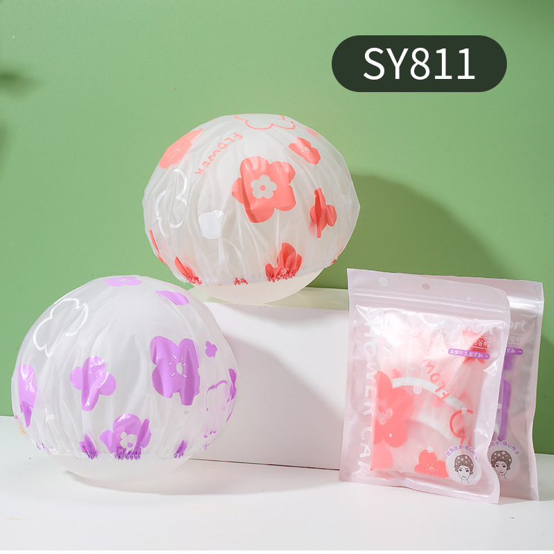 LMLTOP dibujos animados patrón de fruta gorra de baño gruesa pe impermeable gorra de ducha a prueba de humo gorra de pelo de baño SY810