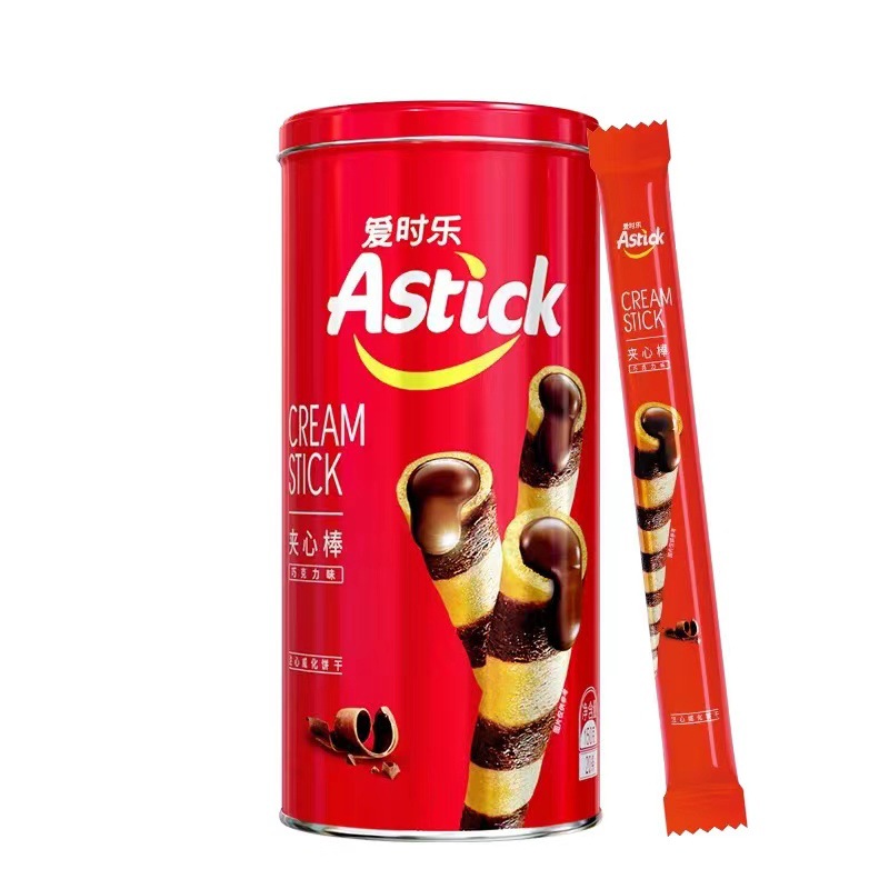 Astick Love & Joy 150g Sandwich Bar – Chocolate-Flavored Wafers with Cream Filling, Crispy Roll-Up Snack for Casual Enjoyment