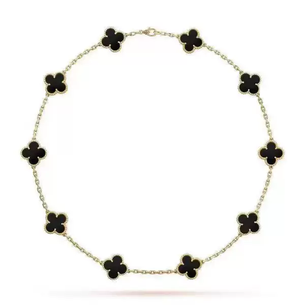 Cross-Border 13mm 10-Flower Four-Leaf Clover Five-Flower Double-Sided Necklace 18K Real Gold Electroplating Non-Fading Accessible Luxury High-End Lock