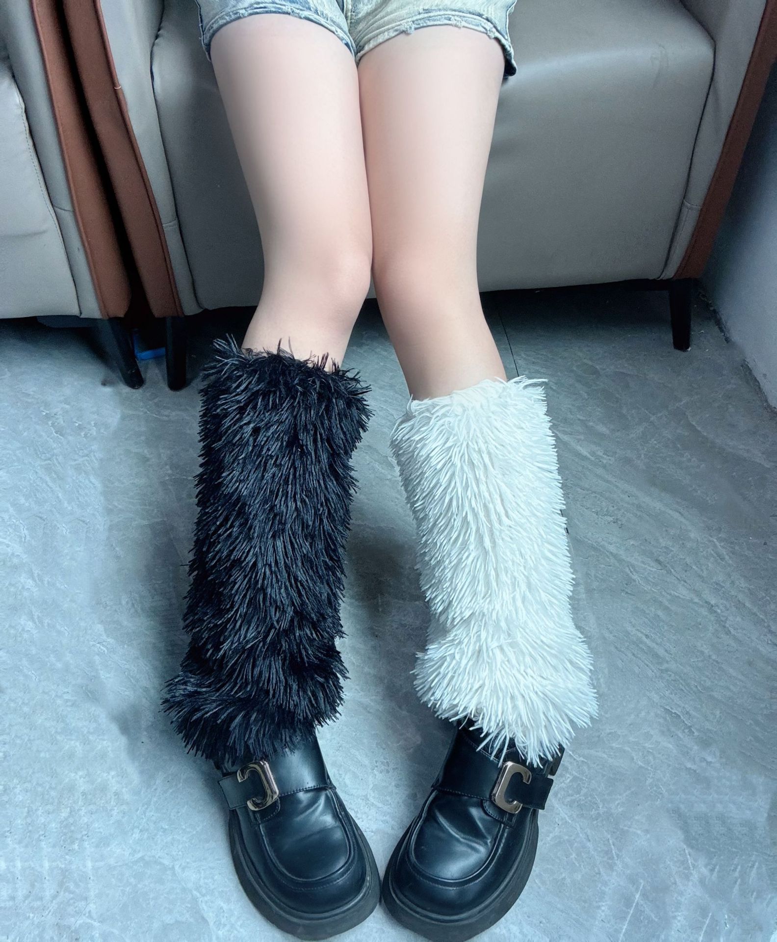 Bijpassende kleur fuzz pile sokken witte JK bootcover lente en herfst dunne retro beenbedekking ins trend_voghion.com