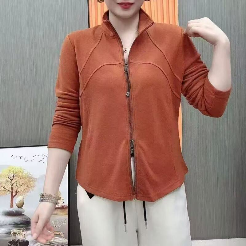 New Double-Sided Velvet Jacket for Women, Pure Color Double Zipper, One-Piece Velvet, Self-Heating, Warm Base Layer, Stylish and Generous Sweatshirt