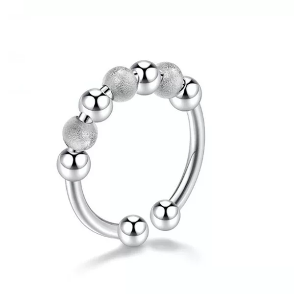 Cross-Border Double-Layer Rotating Bead Ring for Women, Anxiety Relief Women's Ring, Personalized Trendy Hand Jewelry Manufacturer Wholesale