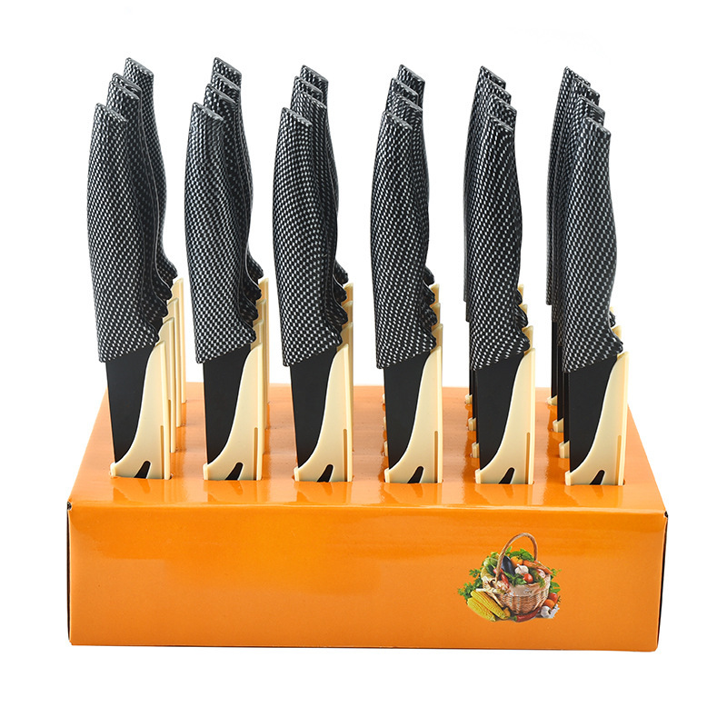 Cuchillo multipropósito de acero inoxidable cuchillo de fruta de cocina cuchillo de cuchillo de cola de golondrina cuchillo de color caja de exhibición de regalo