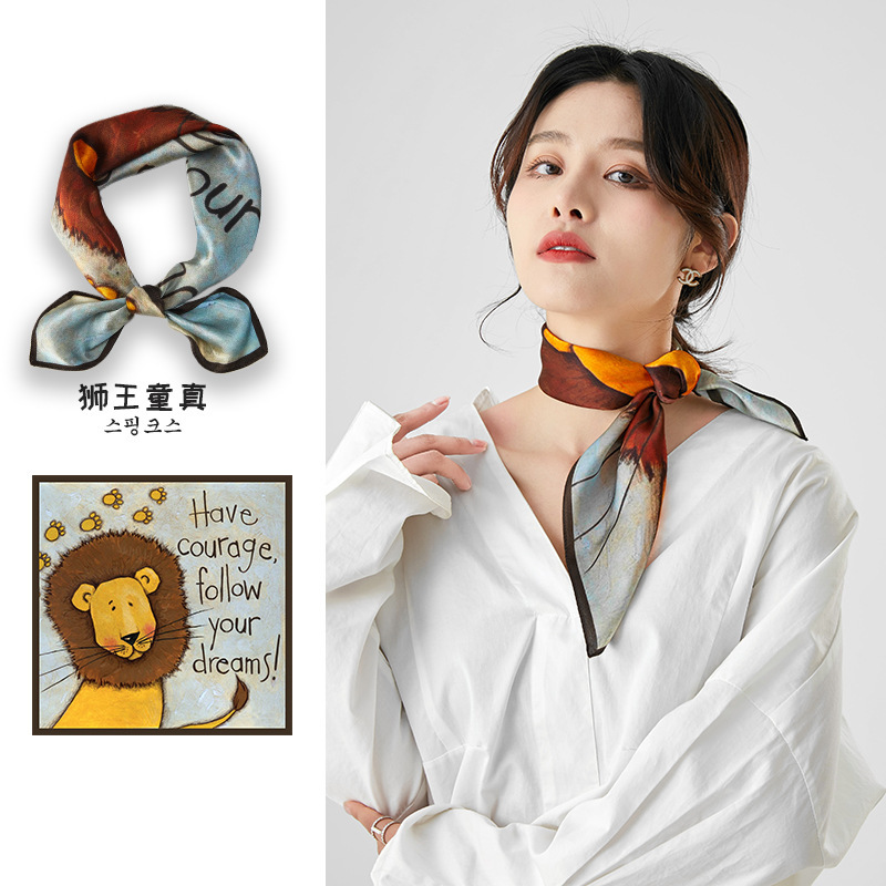 春と秋の杭州シルク小さな正方形のスカーフ女性のシルクスカーフ卸売桑シルクギフトボックススカーフオリジナルデザインのシルクスカーフ|undefined