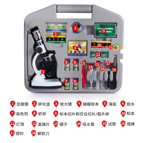 Student microscope children's high magnification 1200 times primary and secondary school experimental equipment tool box set scientific microscope