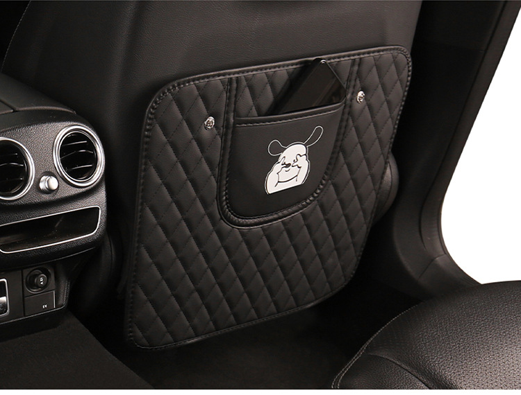 Cartoon Anti-Kick Pad for Car Seat Back, Rabbit and Dog Embroidered Anti-Kick Mat, Car Seat Cushion Cartoon