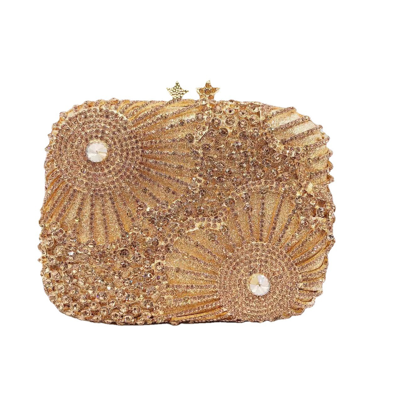BL505 nuevo estilo europeo y americano de banquete de mano de fuegos artificiales de cinco puntas bolsas de cristal plata con diamantes bolsas de cena c