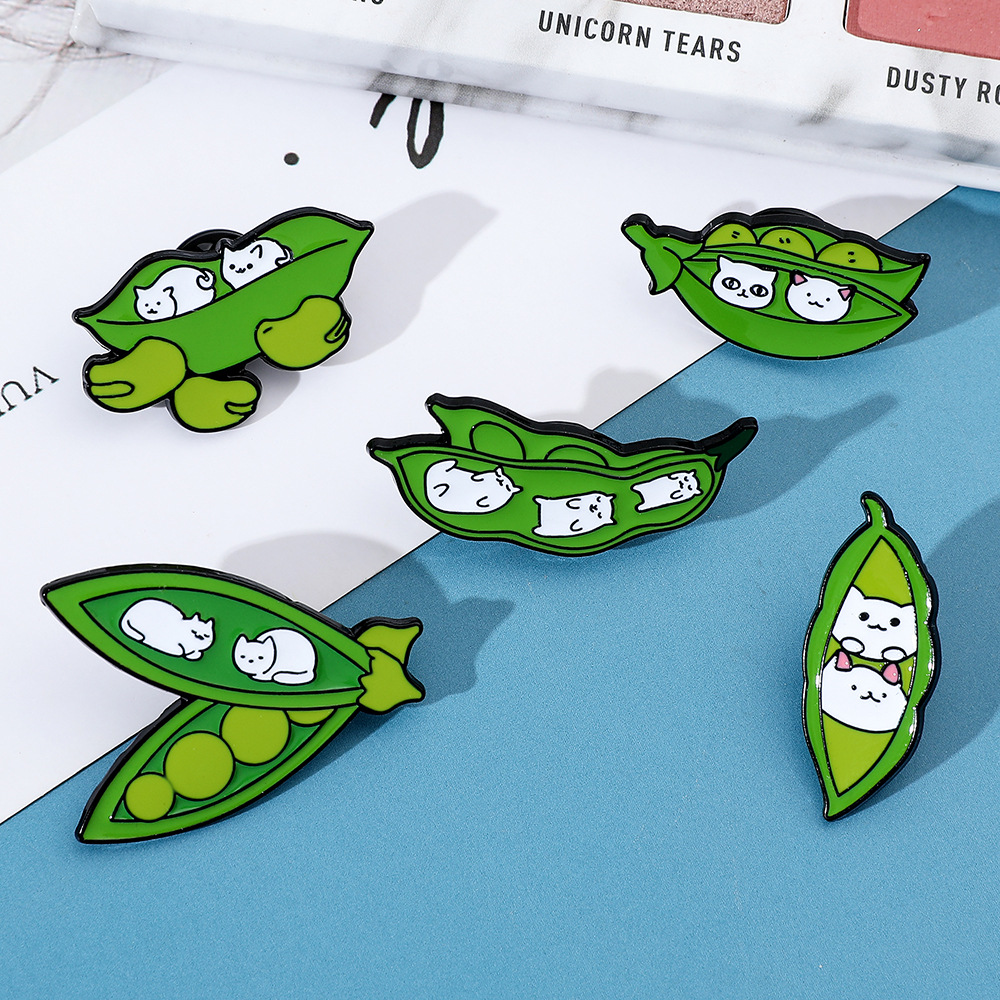 6g Weight Brooches Classification Casual, Daily Occasion Alloy Material Cat, Pea Pattern Unisex Gender Enamel Design Cute Style Cute Pin Cat Pea Alloy Enamel Unisex Brooches 25