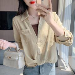假两件拼接衬衫女秋2025新款简约大气衬衣宽松显瘦感长袖上衣