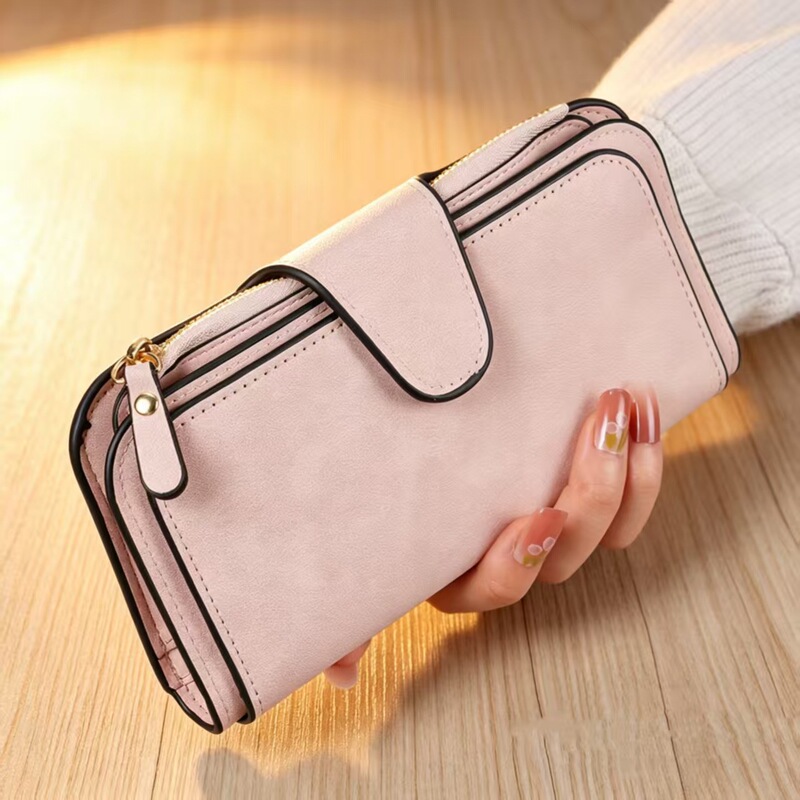 Women's Long PU Wallet, Large Capacity, Multiple Card Slots, Zipper Clutch, Simple and Fashionable, Color-Contrast Patchwork Purse for Women Women's Long PU Wallet, Large Capacity, Multiple Card Slots, Zipper Clutch, Simple and Fashionable, Color-Contrast Patchwork Purse for Women