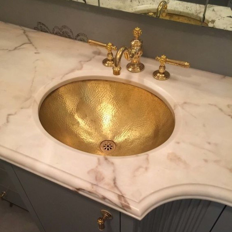 Vintage Brass Style Oval Wash Basin Small Size Household Wash Basin Art Stainless Steel under Counter Basin