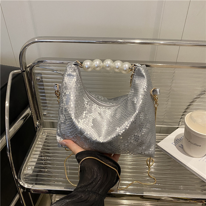 新款精致链条唯美休闲气质简约夏季珍珠手提包单肩斜挎包女士包|undefined