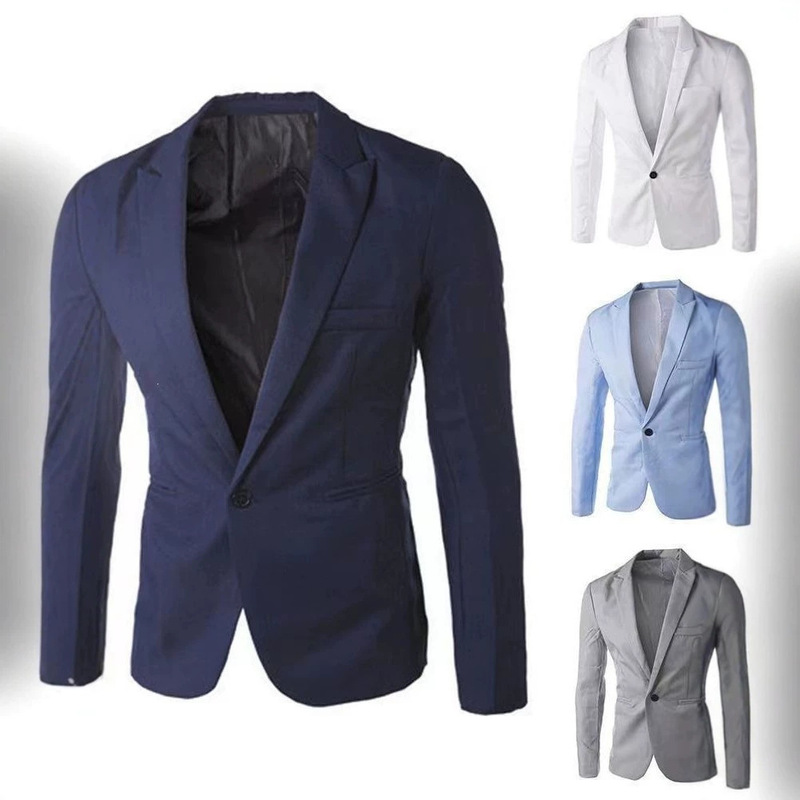 Amazon cross-border European size men's fashion casual blazer, men's Korean style slim-fit single-button suit jacket