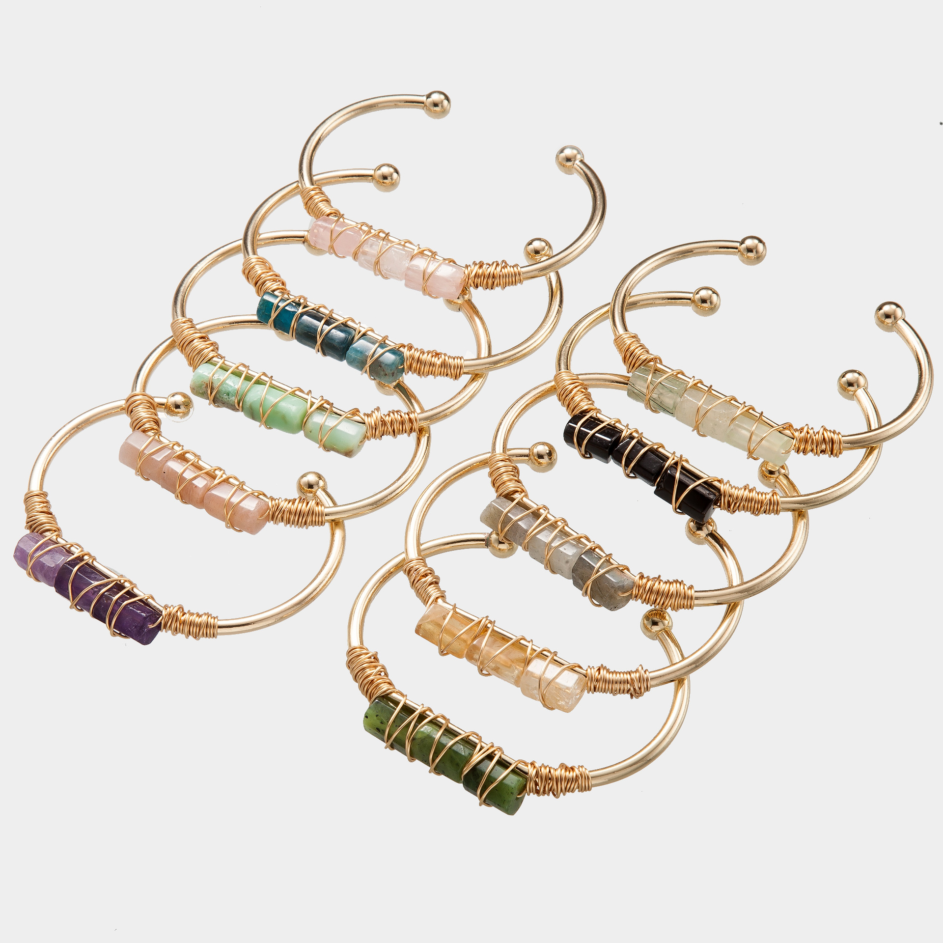 Party Occasion Retro C Shape Natural Stone Cuff Bracelets