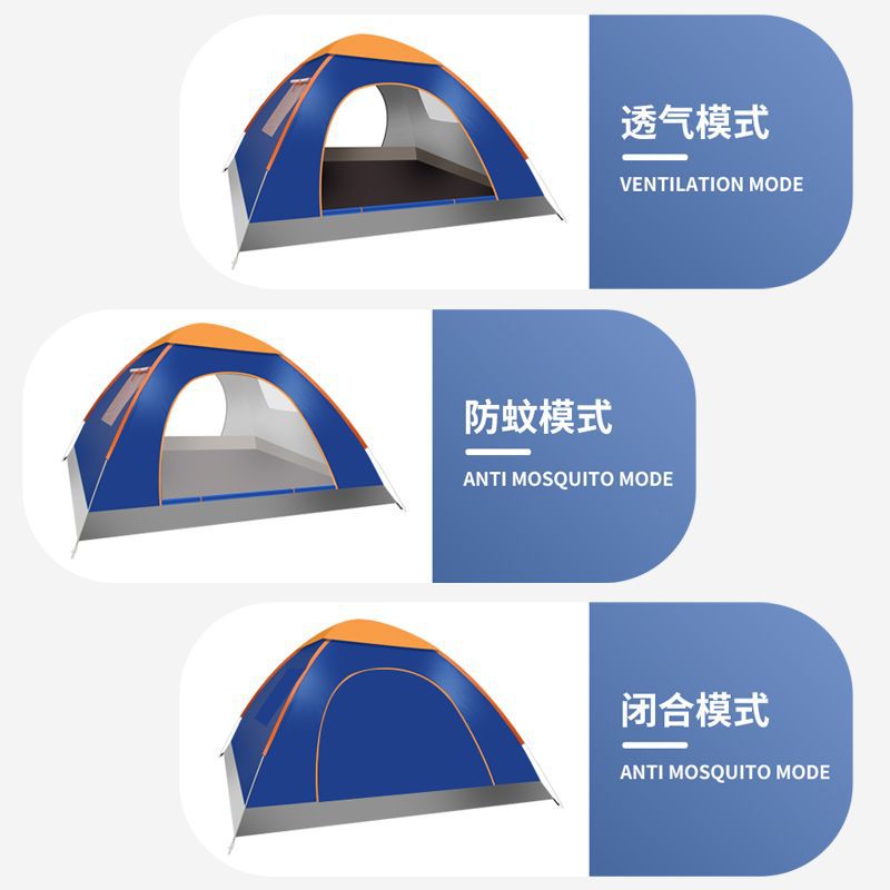 Tent Outdoor Camping Style Thickeneded 3-4 Single and Double Adults and Kidsren Small House Camping Style Rainproof, Sunproof and Windproof