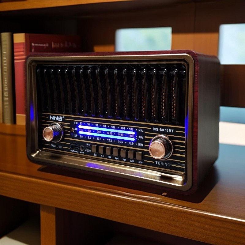 Retro Nostalgic Desktop Radio Fm Medium Wave Short Wave with Remote Control Bluetooth Speaker Card Speaker