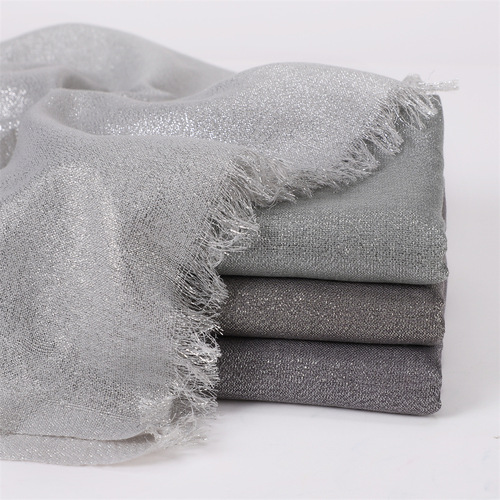 Cross-border foreign trade best-selling rayon gold and silver wire scarf solid color fashionable turban short beard turban scarf shawl for women