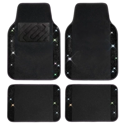 Universal Foot Pad mats with crystal embellishments, made - black