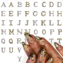26个金银字母合金美甲饰品欧美奢华百搭DIY立体指甲装饰耳坠配饰