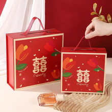 免折叠结婚喜糖盒子 订婚生日寿宴回礼盒批发 手提式红色伴手礼盒