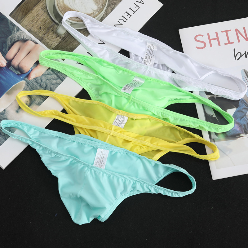 New cross-border ultra-thin transparent breathable sexy comfortable youth adult nylon ice silk thong briefs shorts