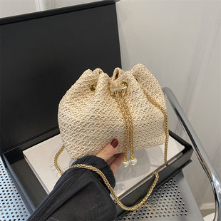 (Cross-border trading), straw summer beach one-shoulder bag on chain, phone bag, chain bag