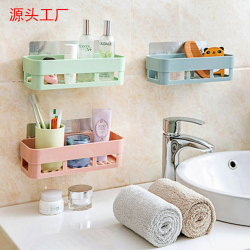 Bathroom storage rack without punching toilet wall wall-mounted plastic storage rack rectangular bathroom storage rack wholesale