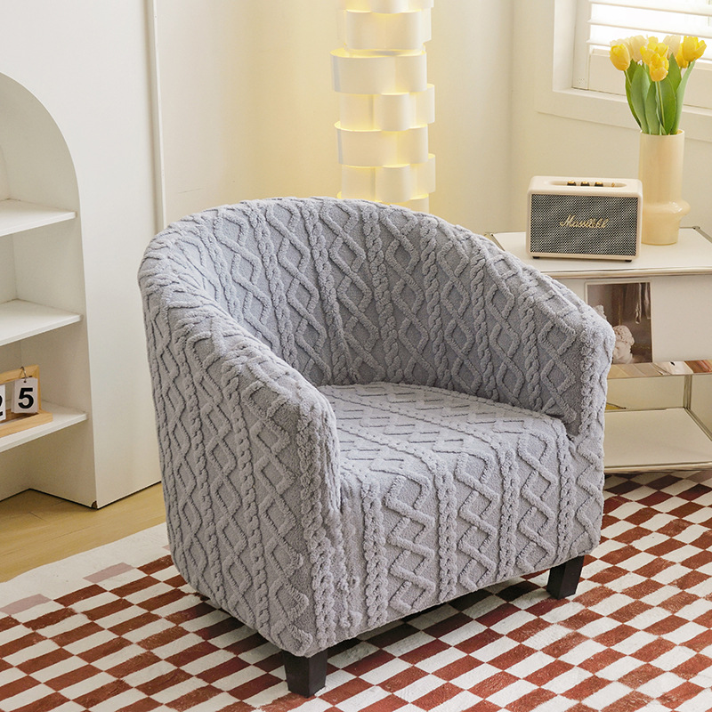 Anti-Scratch Half-Round Armchair All-Season Universal, Non-Slip Chair Cover, Comfortable And Warm Sofa Cover_voghion.com