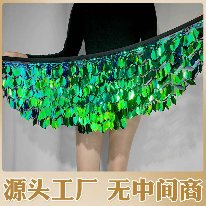 2023 новый стиль танец живота талия цепочка хэллоуин бедра платок юбка сексуальная блестка летняя одежда для начинающих женщин костюм