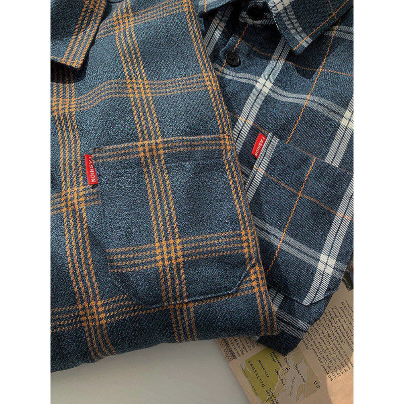 Camisas a cuadros de mangas largas para hombres 2024 nuevo verano suelto puerto chaqueta de moda pareja camisa de estudiante chaqueta