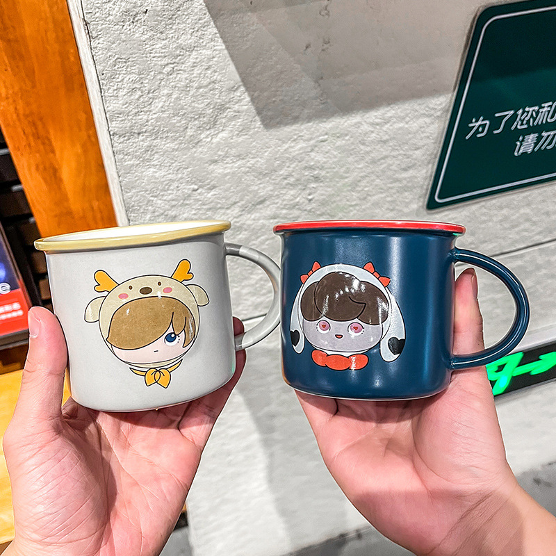 Modern Best Sellers Little Bear Mug Yan value girl ceramics Water cup With cover Breakfast Cup lovers Right cup Refinement