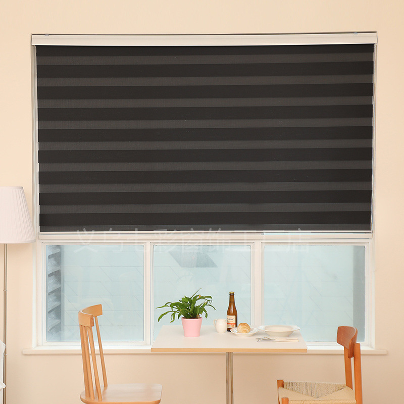 No Punching Black Blinds Soft Gauze Curtain Office Blackout Sunshade Home Bedroom Bathroom Toilet Curtain