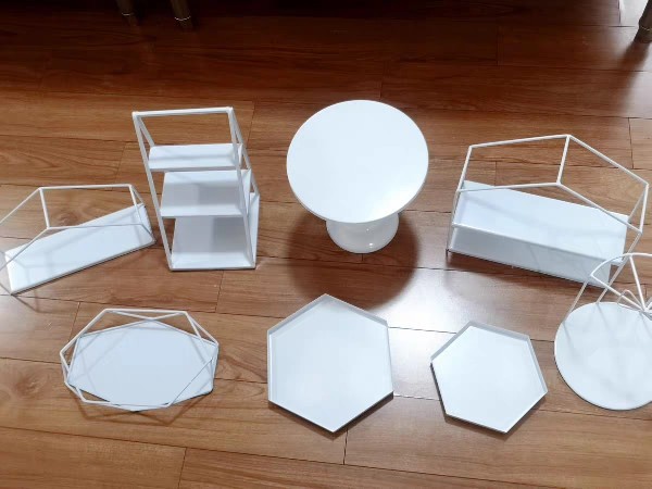 Estilo europeo blanco decoración de la mesa de postre soporte de exhibición de la torta de la boda estante merienda té de la tarde postre bandeja de pastelería