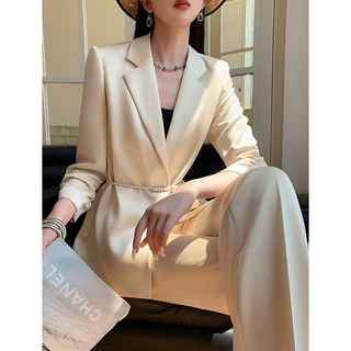 醋酸西装2025夏天高级感九分袖休闲外套女韩版两件套阔腿裤套装批