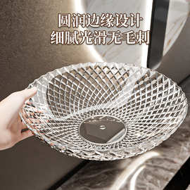 轻奢透明水果盘2025新款果盘家用客厅零食干果摆放盘高级水晶果盆