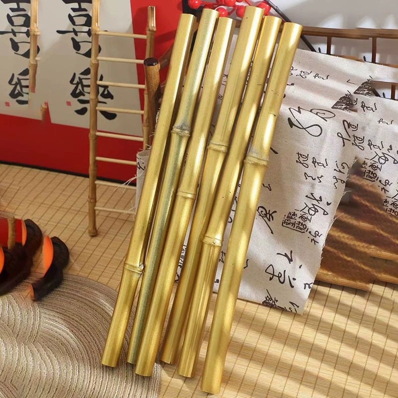 Varilla de bambú dorado natural color primario bambú ramo floral arreglo floral material bendición cubo decoración de Año Nuevo accesorios de flores de víspera de Año Nuevo