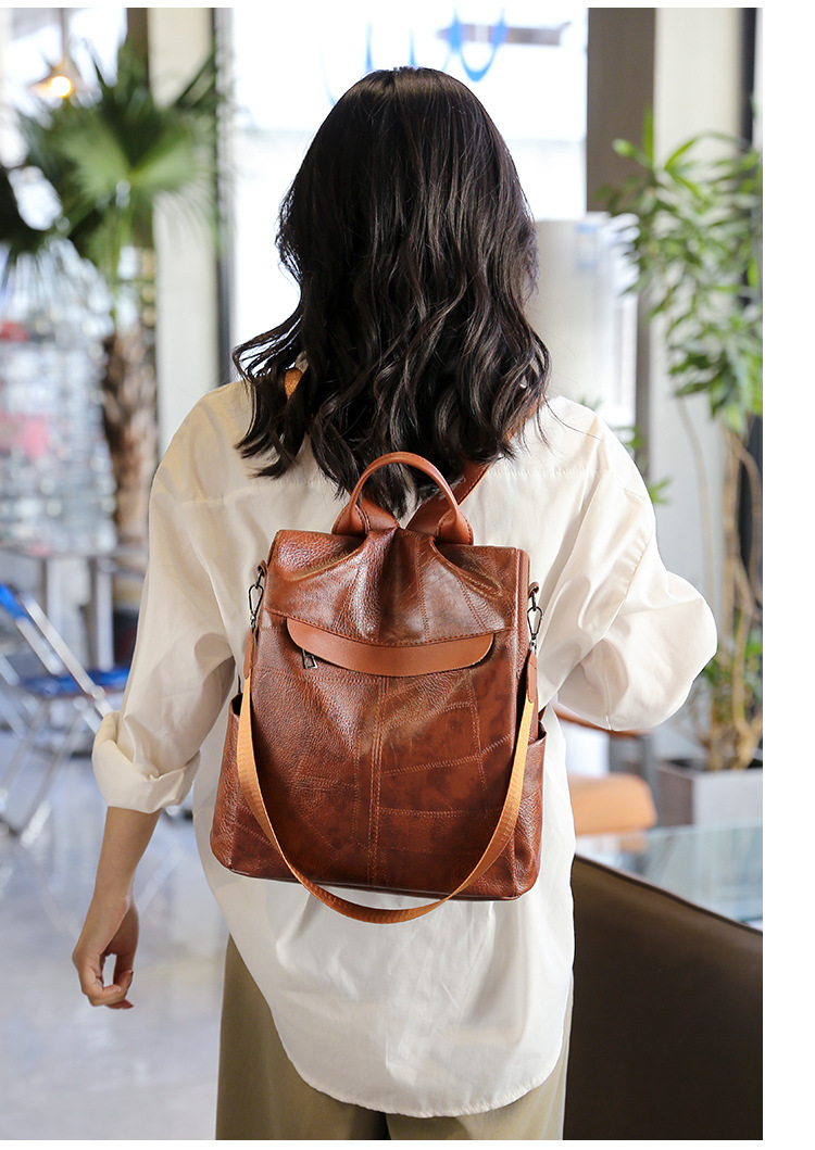 PU Leather Backpack - Brown
