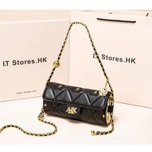 MK菱格时尚高端女包韩版2025新品金球链条圆筒包单肩腋下包斜挎包