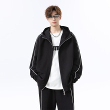 简恒连帽休闲运动套装男外套阔腿拖地长裤卫衣卫裤两件套宽松潮流