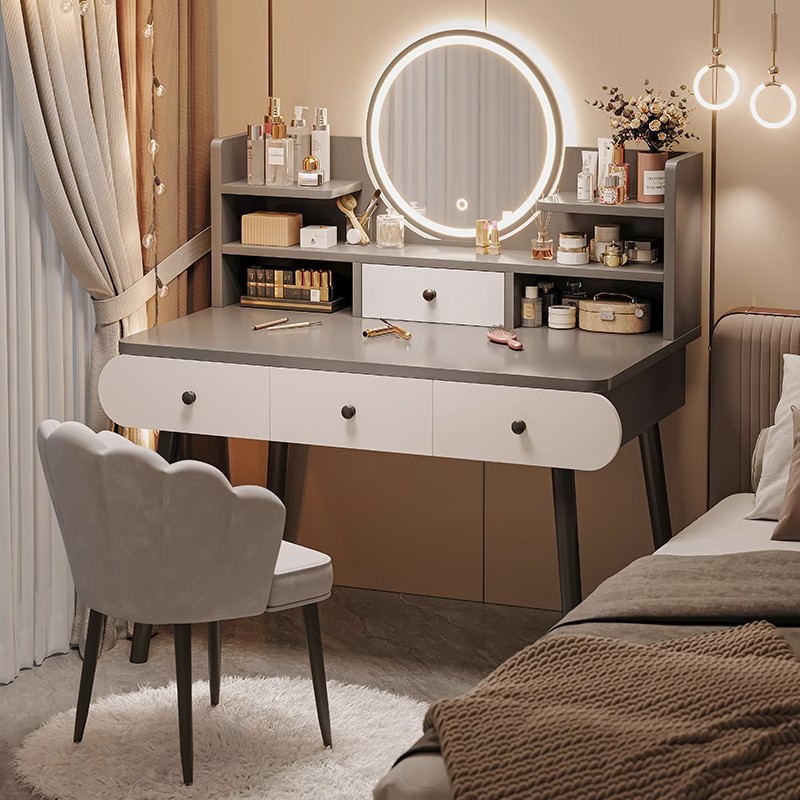 Tocador moderno minimalista nórdico para dormitorio, mesa de maquillaje con espejo, mueble de maquillaje para apartamento pequeño, tocador de celebridad de internet para dormitorio principal, mesa de maquillaje para niña.
