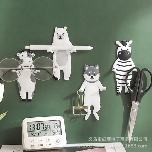  Creative Cute Pet Bendable Fun PVC Soft Glue Seamless Adhesive Hook Cartoon Animal Hook