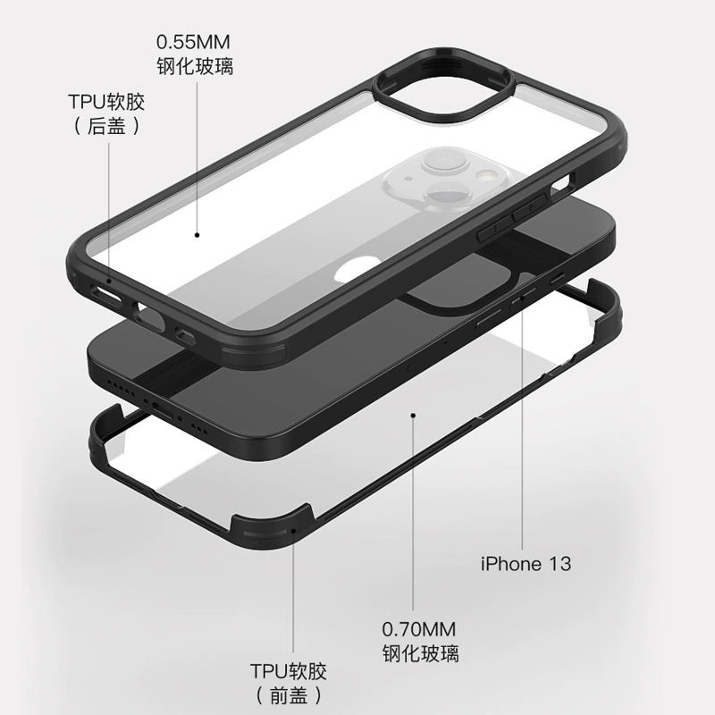 Apple, compatible double-sided phone case, glass protective case, iPhone 13, iphone